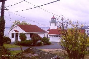 Tower, cottage, and garage.