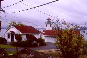 Tower, cottage, and garage.