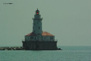 A bright red flash from the lighthouse.