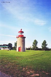 False Duck lighthouse with its neatly manicured lawns.