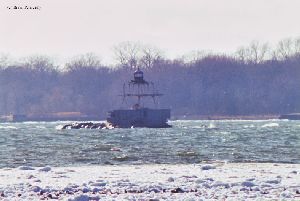 Remains out in ice covered lake.