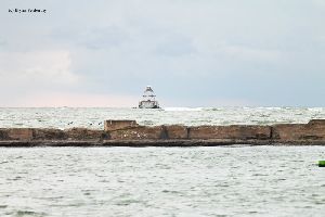 The Horseshoe Reef Lighthouse sits along in the Niagara River.