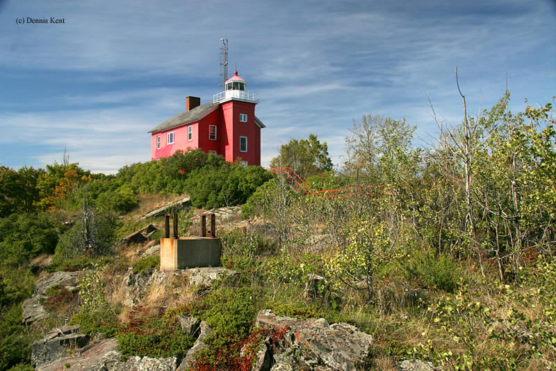 Photo of the Marquette Harbor Lighthouse.