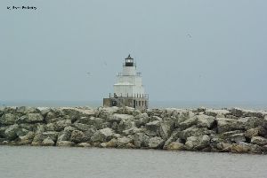 Lighthouse on the other side of the breakwall.