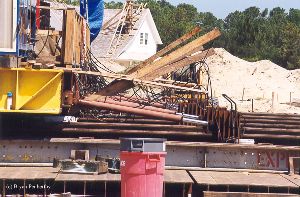 DURING MOVE: The jacks that pushed the tower.
