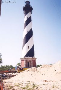 DURING MOVE: The tower after the move.