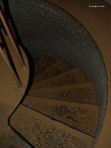 Looking down the stairs.