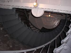 Looking up at the stairs and landings.