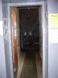 Looking from the main entrance towards the stairs to climb the tower.