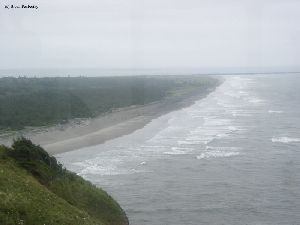 Looking at the Pacific shoreline as it approaches the Columbia River.