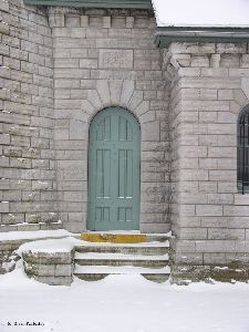 Close up of the front door.