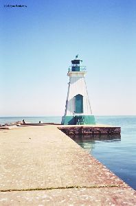 Light shines on the Front Range Light.