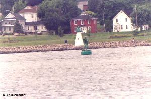 Close up shot of the light from across the river.