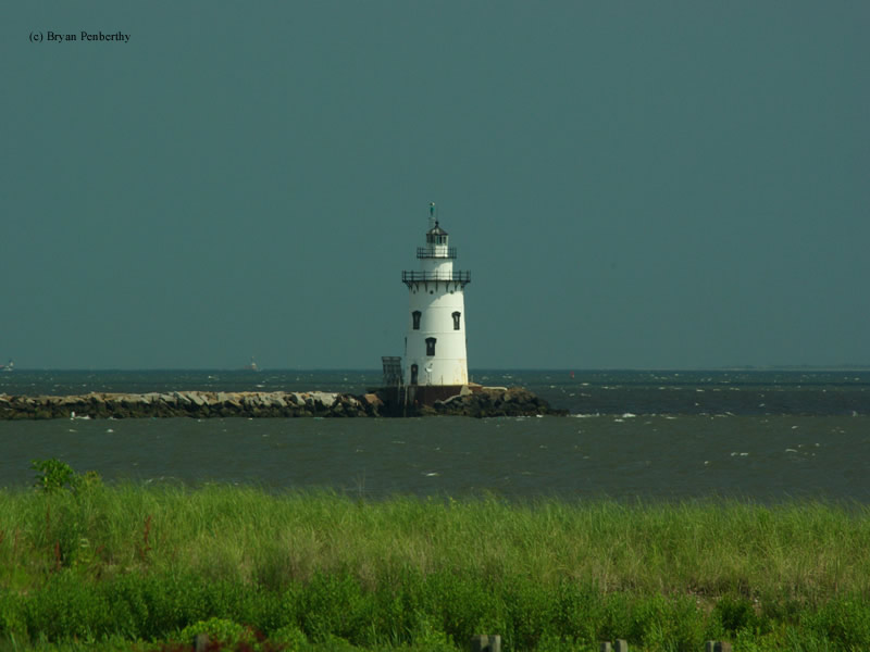 Photo of the Saybrook Breakwater Lighthouse.