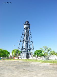 Parking lot with the tower behind.
