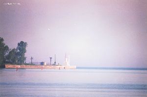 Calm waters near the lighthouse.