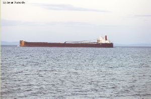 A close up of the freighter.