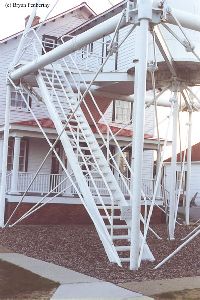 An outside staircase to get into the tower.